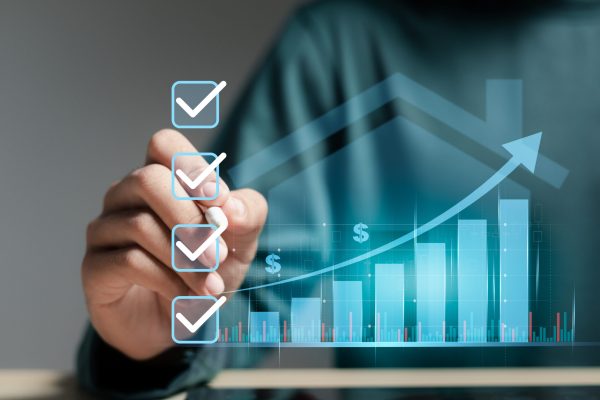 Increasing interest rates concept. Property rates and real estate interest, Real estate experts evaluate real estate. interest rates, inflation, mortgage loans, tax increases.